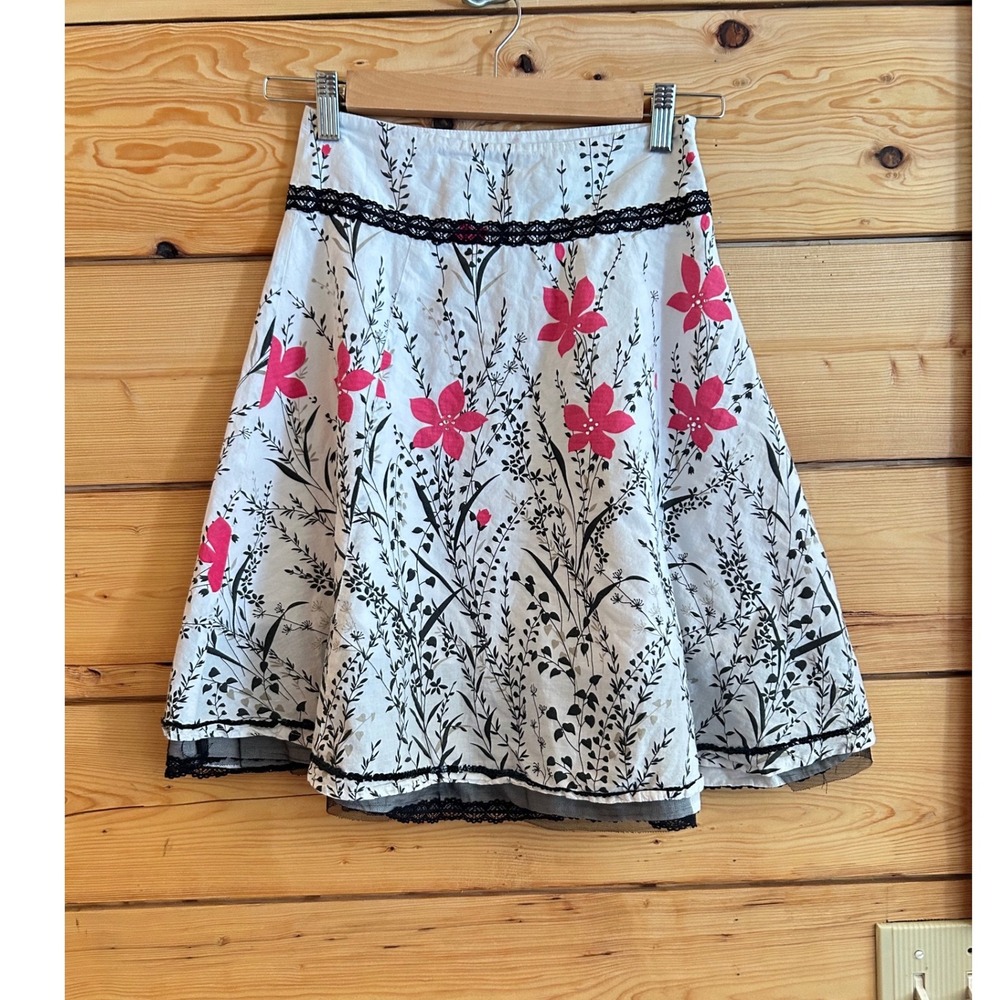 Vintage Floral Lace Tulle‎ Skirt Kids Size 10 White Pink Angel In Disguise Y2K